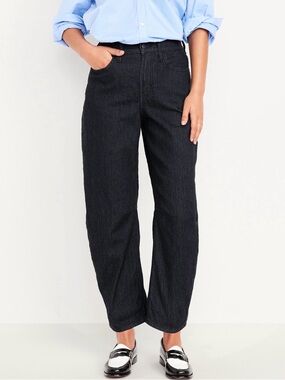 Old Navy High-Rise Wow Barrel Leg Jeans - Black - Size 10